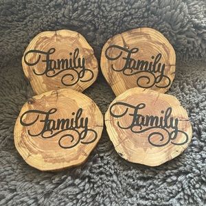 RUSTIC COASTERS LIVE EDGE FAMILY WOOD